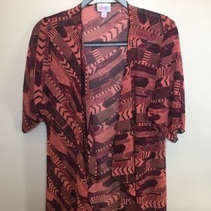 Coral and black tribal LuLaRoe Shirley kimono